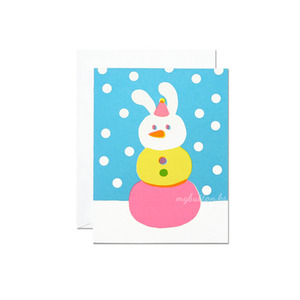 [SJK-002C][Card]Rabbit snowman screenprinted.카드