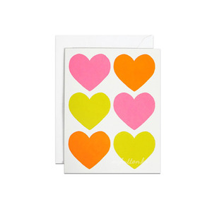 [SJK-003C][Card]Pink orange yellow hearts screenprinted.카드
