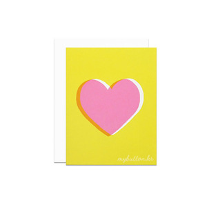 [SJK-004C][Card]Pink heart yellow screenprinted.카드