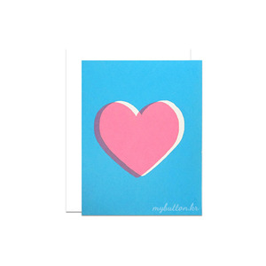 [SJK-005C][Card]Pink heart blue screenprinted.카드