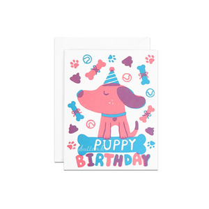 [SJK-010C][Card]Puppy birthday screenprinted.카드