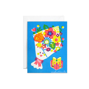 [SJK-014C][Card]Bouquet and gift box screenprinted.카드