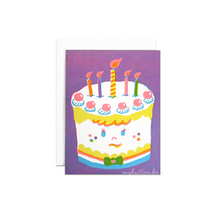 [SJK-015C][Card]Cherry cake birthday screenprinted.카드