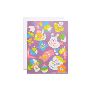[SJK-016C][Card]Rabbit and snail pupple screenprinted.카드
