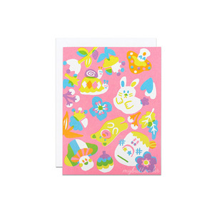 [SJK-019C][Card]Rabbit and snail pink screenprinted.카드