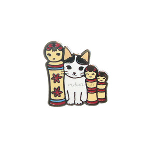 [PCZ-050][Pin]Cat_Wooden doll.고양이뱃지