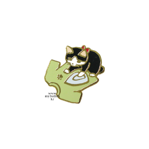 [PCZ-043-1][Pin]Cat_Iron_Shirts(Green).고양이뱃지